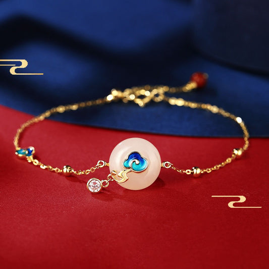 Auspicious Cloud Bracelet Hetian Jade Seed Silver Jewelry