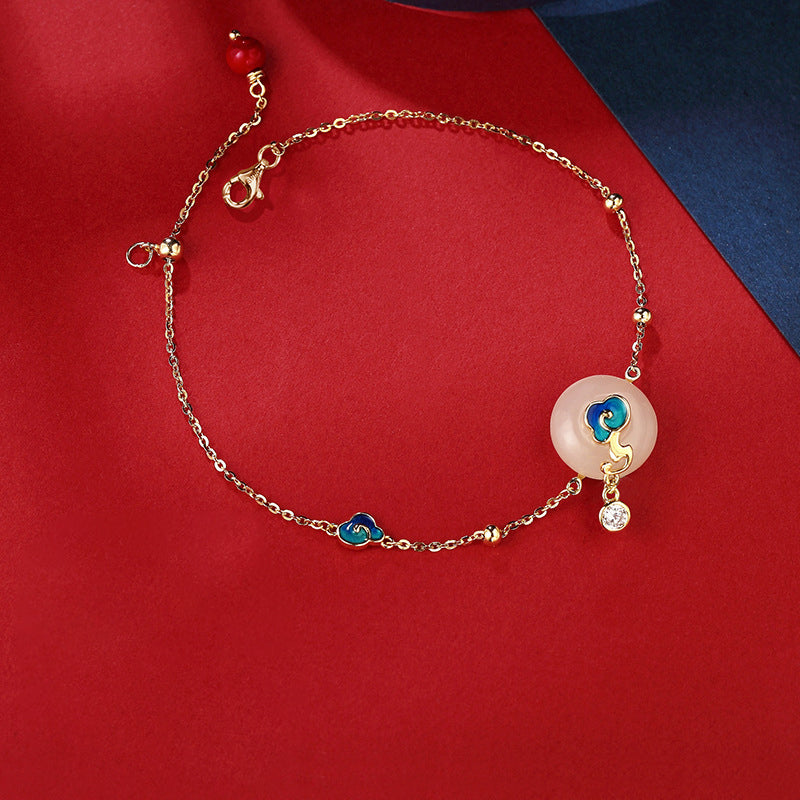 Auspicious Cloud Bracelet Hetian Jade Seed Silver Jewelry