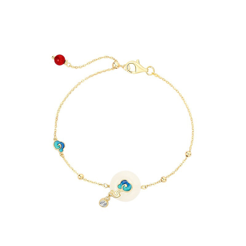 Auspicious Cloud Bracelet Hetian Jade Seed Silver Jewelry