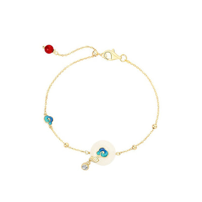 Auspicious Cloud Bracelet Hetian Jade Seed Silver Jewelry