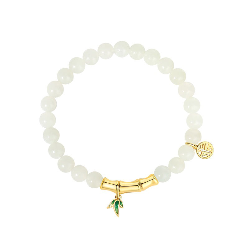 Bamboo Leaf Bracelet 925 Silver Jade Chinese Style Jewelry