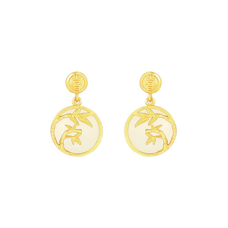 Genuine Hetian Jade Seed Material Stud Earrings - 925 Silver Backing, Exquisite Craftsmanship