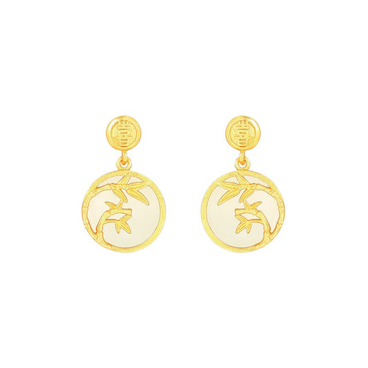 Genuine Hetian Jade Seed Material Stud Earrings - 925 Silver Backing, Exquisite Craftsmanship