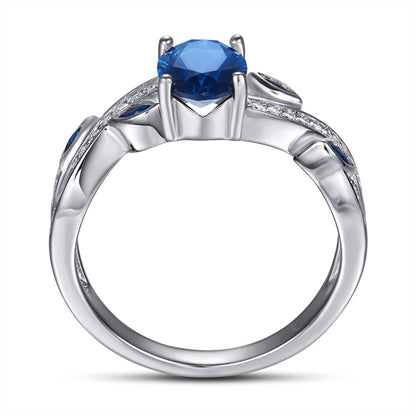 Blue Sapphire 925 Silver Ring - European-Inspired Wedding Band