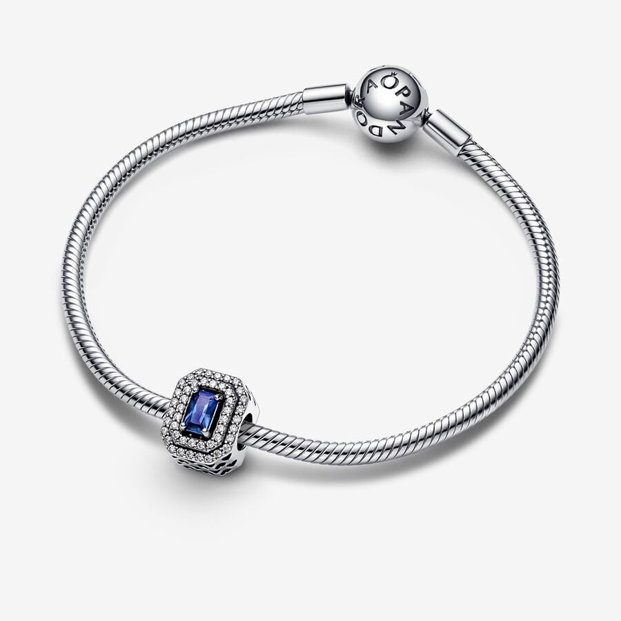Blue Sparkling Leveled Rectangular Charm