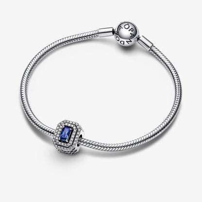 Blue Sparkling Leveled Rectangular Charm