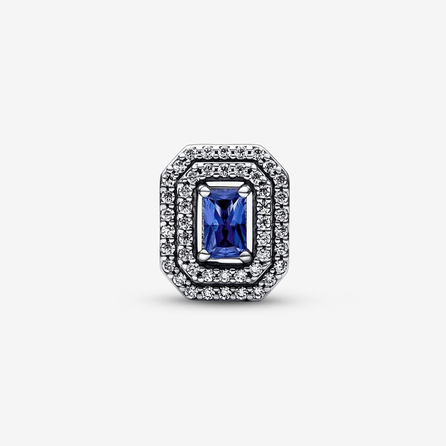 Blue Sparkling Leveled Rectangular Charm