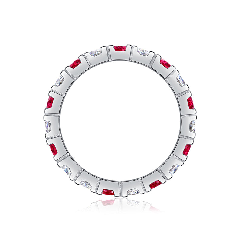 Bold Silver Ring with Moissanite and Emerald