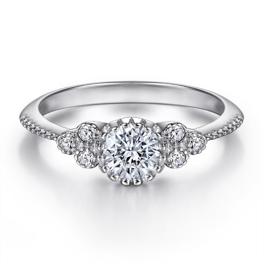 Bow Design 925 Silver Ring - Korean-Inspired Zirconia Wedding Band
