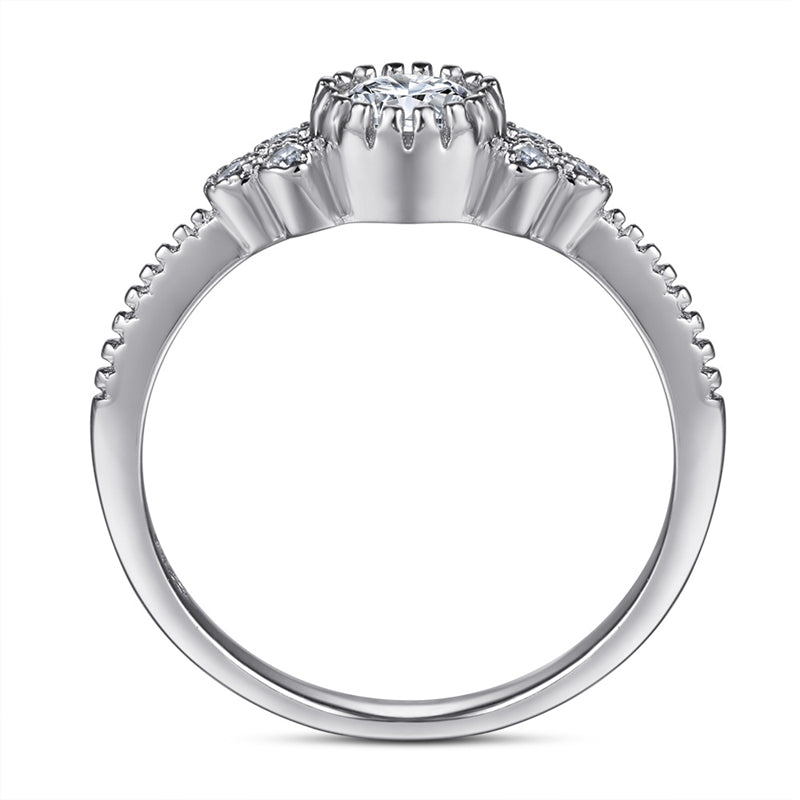 Bow Design 925 Silver Ring - Korean-Inspired Zirconia Wedding Band
