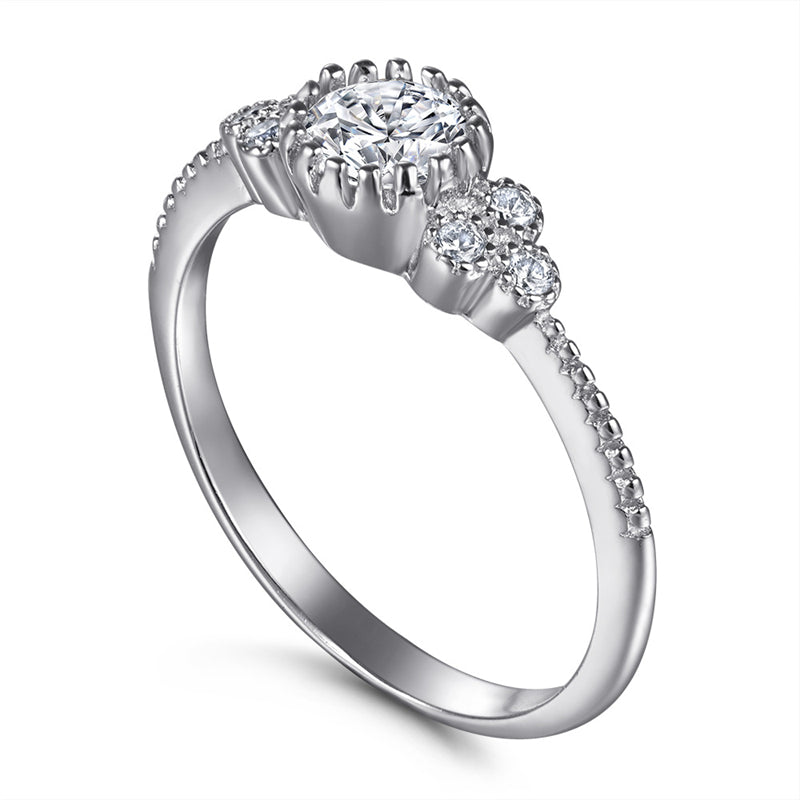 Bow Design 925 Silver Ring - Korean-Inspired Zirconia Wedding Band