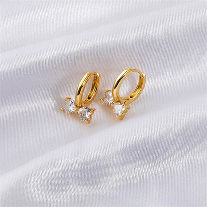 Bow Shape Gold & White Gold Plated Ear Clips with Crystal Accents - Light Luxury Ear Cuffs for Women