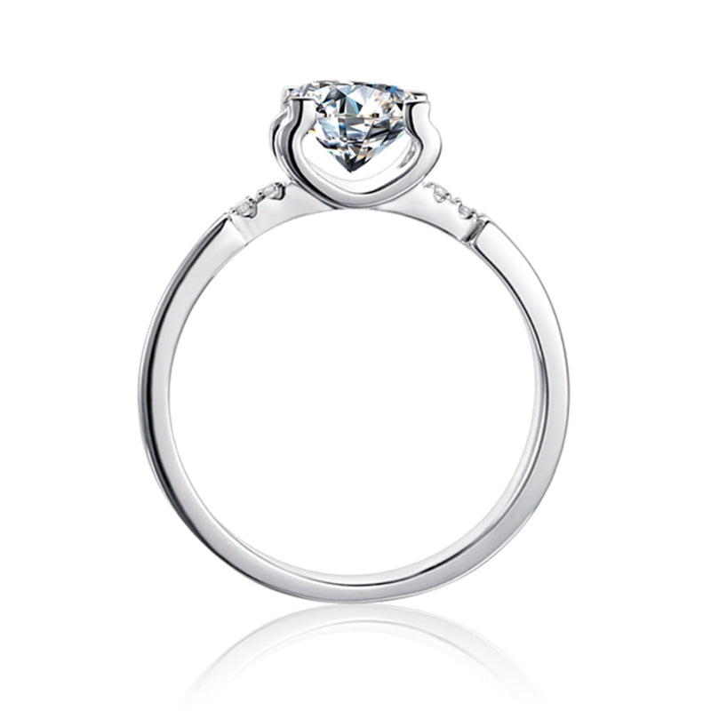 Bullhead Moissanite Engagement Ring - 925 Sterling Silver Secure Four-Prong Wedding Jewelry