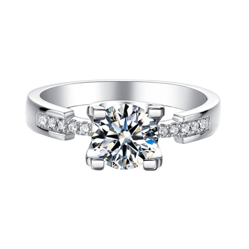 Bullhead Moissanite Engagement Ring - 925 Sterling Silver Secure Four-Prong Wedding Jewelry