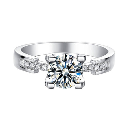Bullhead Moissanite Engagement Ring - 925 Sterling Silver Secure Four-Prong Wedding Jewelry