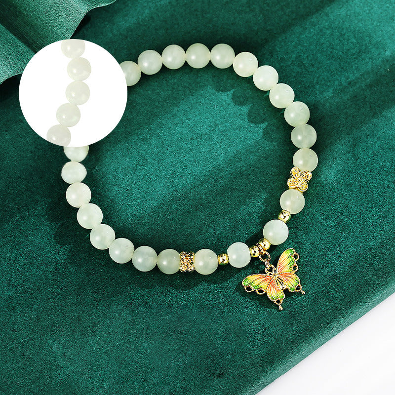 Butterfly Jade Bracelet 925 Silver Chinese Feminine Jewelry