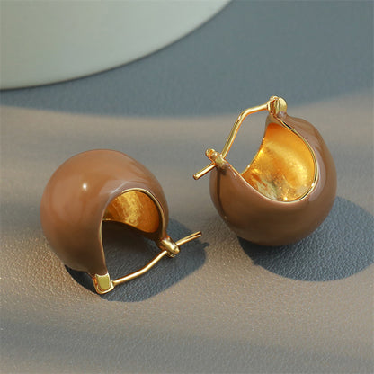 Caramel Tone Geometric Stud Earrings in Gold Plating