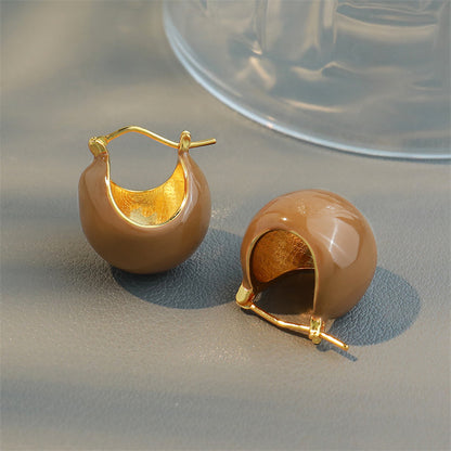 Caramel Tone Geometric Stud Earrings in Gold Plating