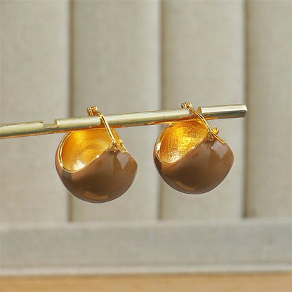 Caramel Tone Geometric Stud Earrings in Gold Plating