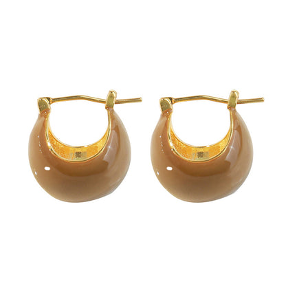 Caramel Tone Geometric Stud Earrings in Gold Plating