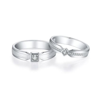 "Cathedral Garden" Couple Rings - 925 Sterling Silver Brushed Finish Wedding Set