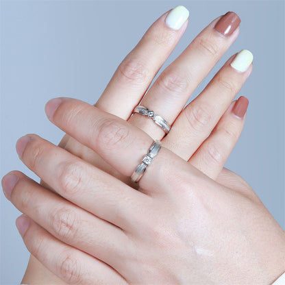 "Cathedral Garden" Couple Rings - 925 Sterling Silver Brushed Finish Wedding Set