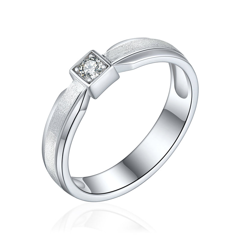 "Cathedral Garden" Couple Rings - 925 Sterling Silver Brushed Finish Wedding Set