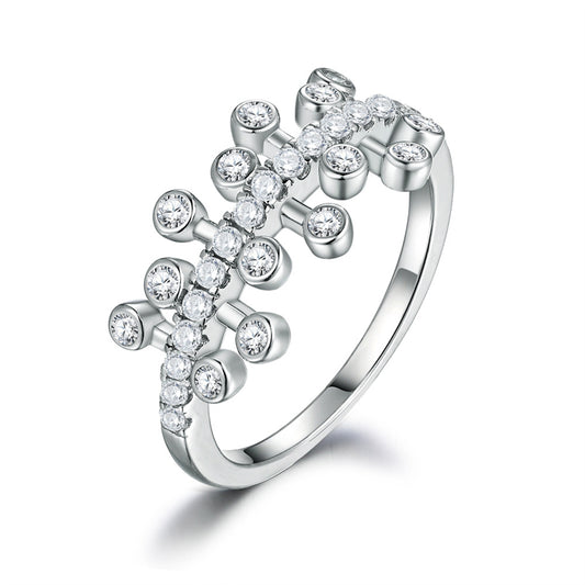 Celestial Crown 925 Silver Ring - Unique Geometric Wedding Band with Zirconia