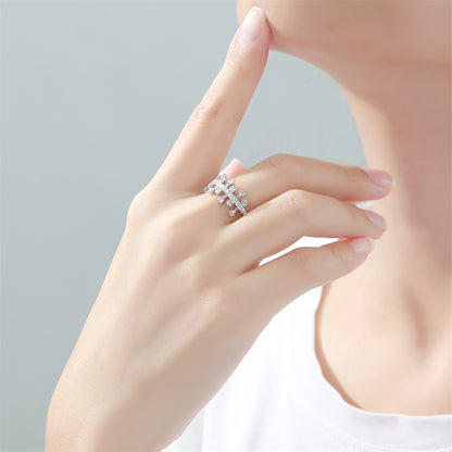 Celestial Crown 925 Silver Ring - Unique Geometric Wedding Band with Zirconia