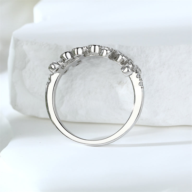Celestial Crown 925 Silver Ring - Unique Geometric Wedding Band with Zirconia