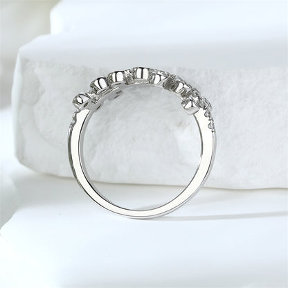 Celestial Crown 925 Silver Ring - Unique Geometric Wedding Band with Zirconia