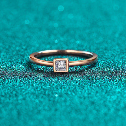 Champagne Gold Ice Cube Moissanite Ring - 925 Sterling Silver Minimalist Fruit Motif Design