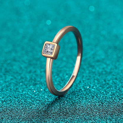 Champagne Gold Ice Cube Moissanite Ring - 925 Sterling Silver Minimalist Fruit Motif Design