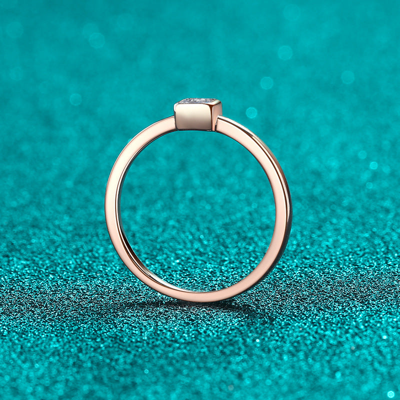 Champagne Gold Ice Cube Moissanite Ring - 925 Sterling Silver Minimalist Fruit Motif Design
