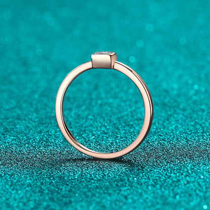 Champagne Gold Ice Cube Moissanite Ring - 925 Sterling Silver Minimalist Fruit Motif Design