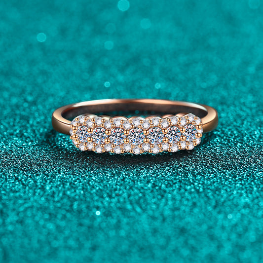 Champagne Gold Moissanite Ring - 925 Sterling Silver Floral Minimalist Design