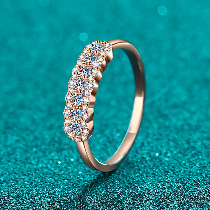 Champagne Gold Moissanite Ring - 925 Sterling Silver Floral Minimalist Design