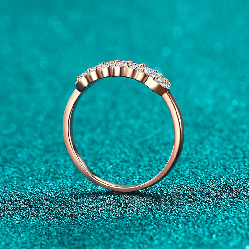 Champagne Gold Moissanite Ring - 925 Sterling Silver Floral Minimalist Design