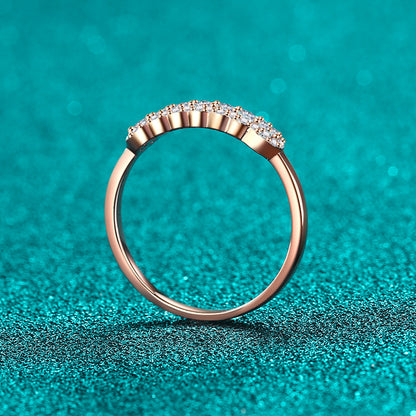Champagne Gold Moissanite Ring - 925 Sterling Silver Floral Minimalist Design