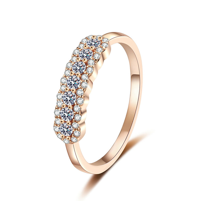 Champagne Gold Moissanite Ring - 925 Sterling Silver Floral Minimalist Design