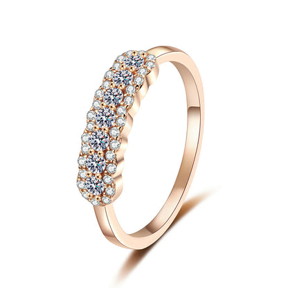 Champagne Gold Moissanite Ring - 925 Sterling Silver Floral Minimalist Design
