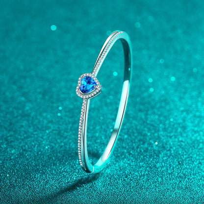 Chanel Style Zodiac Bangle 1.45ct Moissanite 46x56mm Heart Star Leaf 925 Silver Rhodium