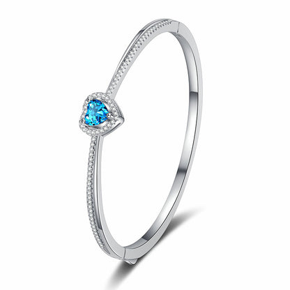 Chanel Style Zodiac Bangle 1.45ct Moissanite 46x56mm Heart Star Leaf 925 Silver Rhodium