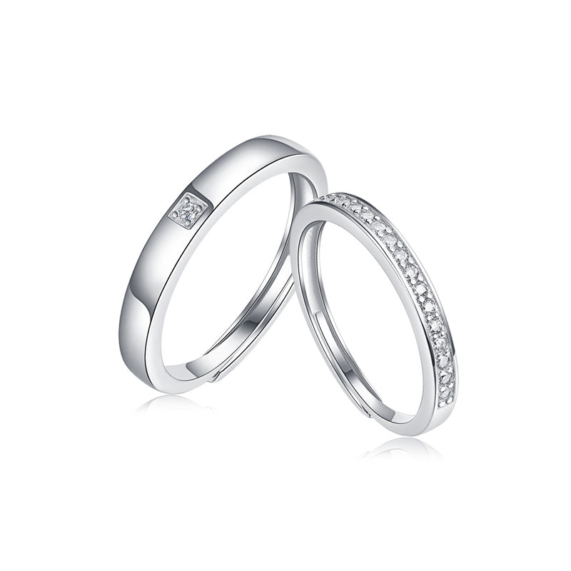 Chic Geometric Silver Rings for Him & Her
