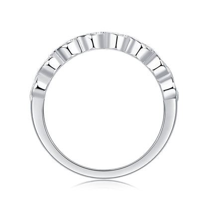 Chic Moissanite Accented Geometric Silver Band