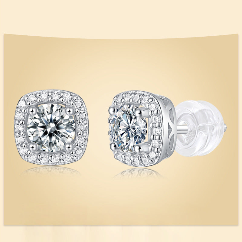 Chic Square Moissanite Stud Earrings for Everyday Wear
