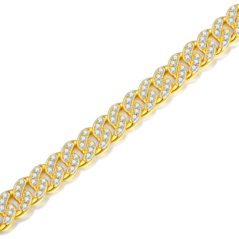 Chic Unisex Gold-Tone Necklace with Sparkling Moissanite