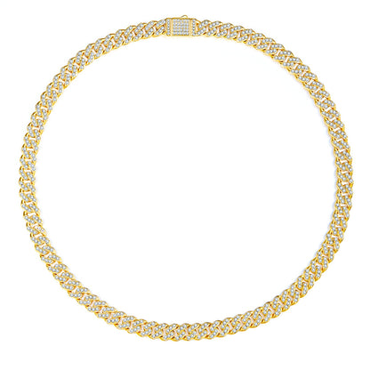 Chic Unisex Gold-Tone Necklace with Sparkling Moissanite