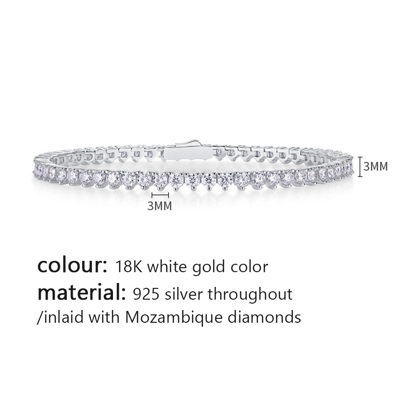 Chic Women's Silver Bracelet with Sparkling Moissanite Accents