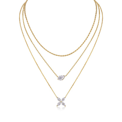 Chic Women's Silver Necklace with Sparkling Moissanite